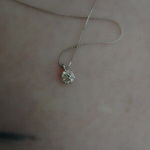 Delicate Silver Chain Necklace with Clear Crystal Solitaire Pendant